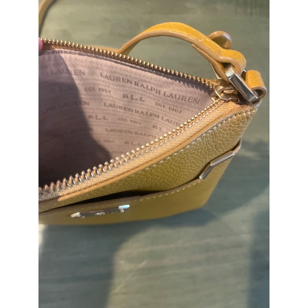 Lauren Ralph Lauren Yellow Leather Crossbody Purse With Adjustable Strap & Gold- - Picture 4 of 7